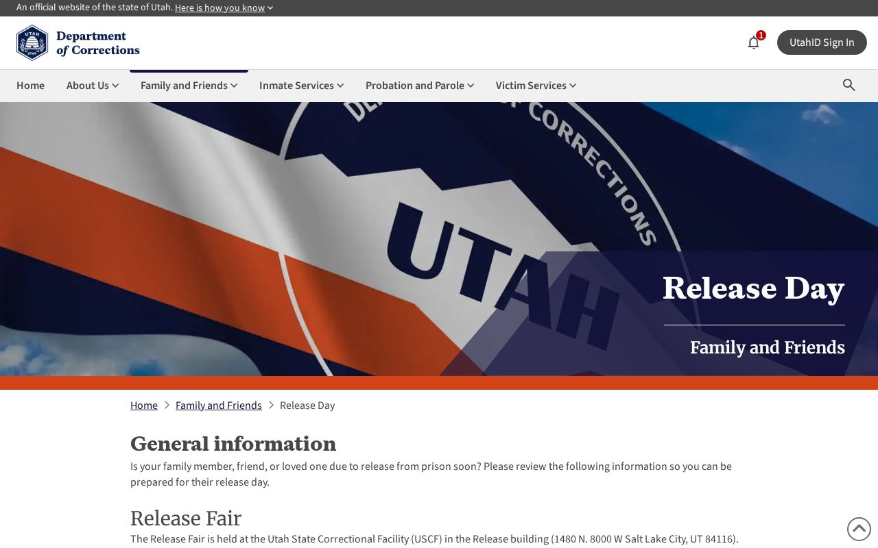 Weber County state inmate release date and UDC Tuesday release guidance