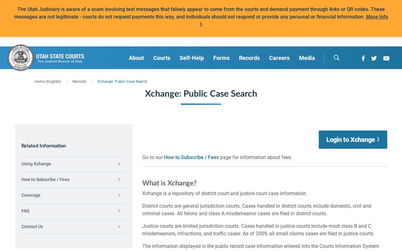 Utah Xchange court records for Weber County releases
